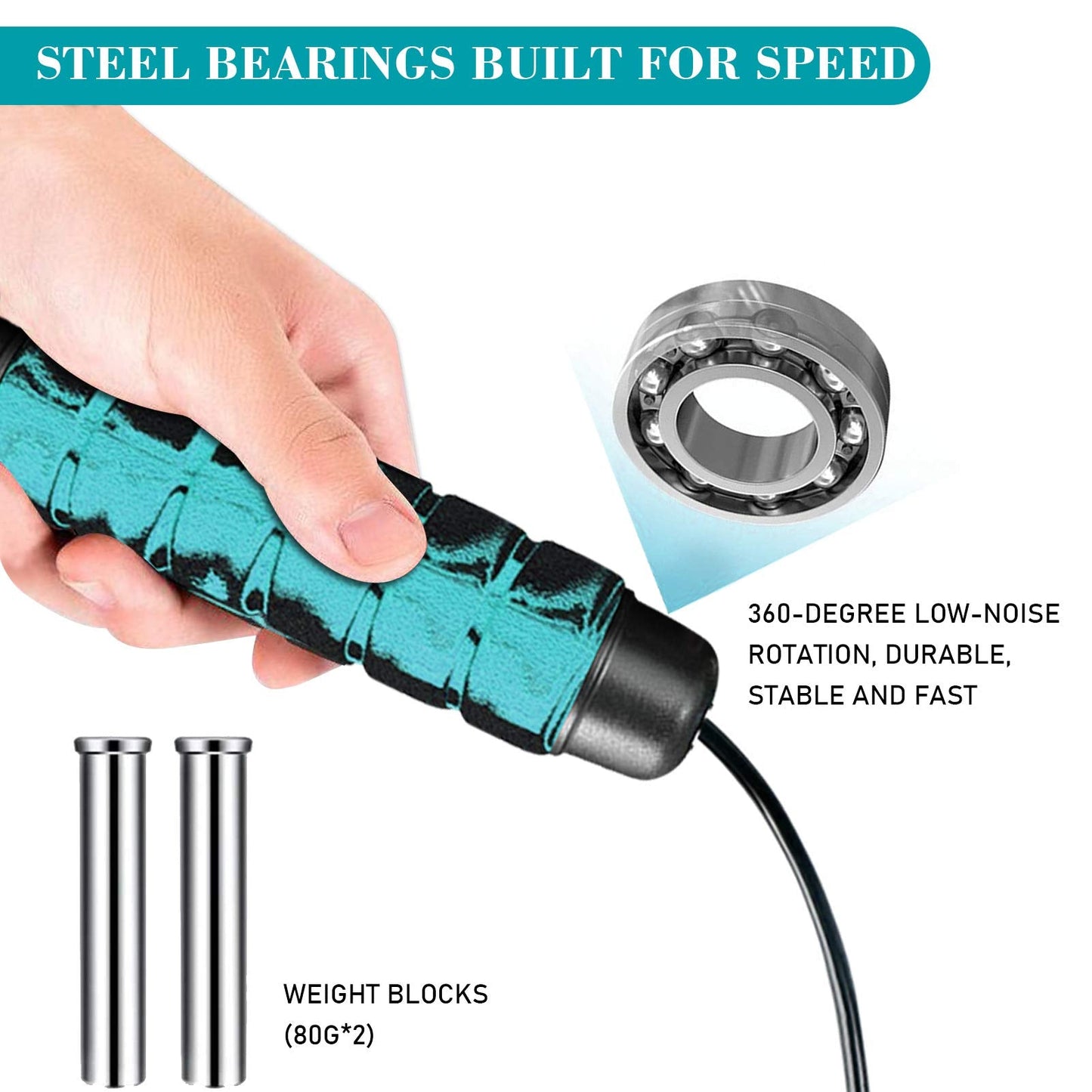Redify Weighted Cordless Jump Rope for Fitness[Suitable for Different Ages and Levels] Ropeless Jump Rope for Crossfit Boxing MMA WOD Training, High Speed Rope Skipping for Narrow Space