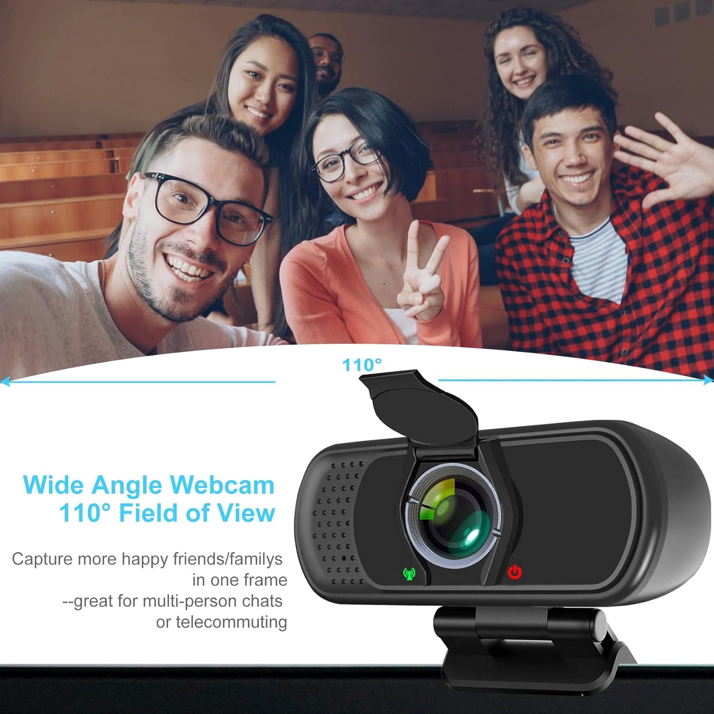 XPCAM 1080P Full HD Webcam with Microphone and Tripod, Pro Streaming Computer Camera with Privacy Cover, Widescreen USB