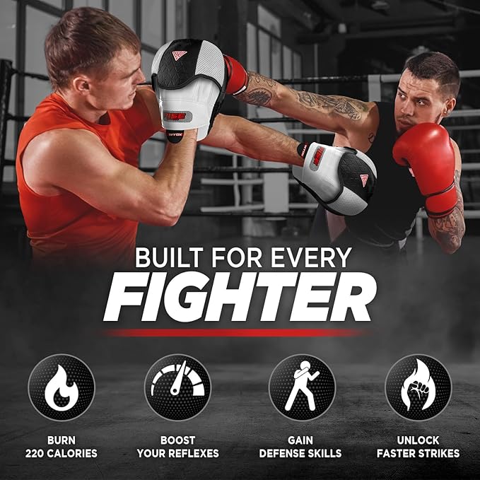 WYOX Curved Focus Mitts for Boxing & MMA | Durable PU Leather Punching Pads with Adjustable Strap | Ideal for Muay Thai, Kickboxing, Martial Arts Training – Hand Target Strike Shield for Men & Women