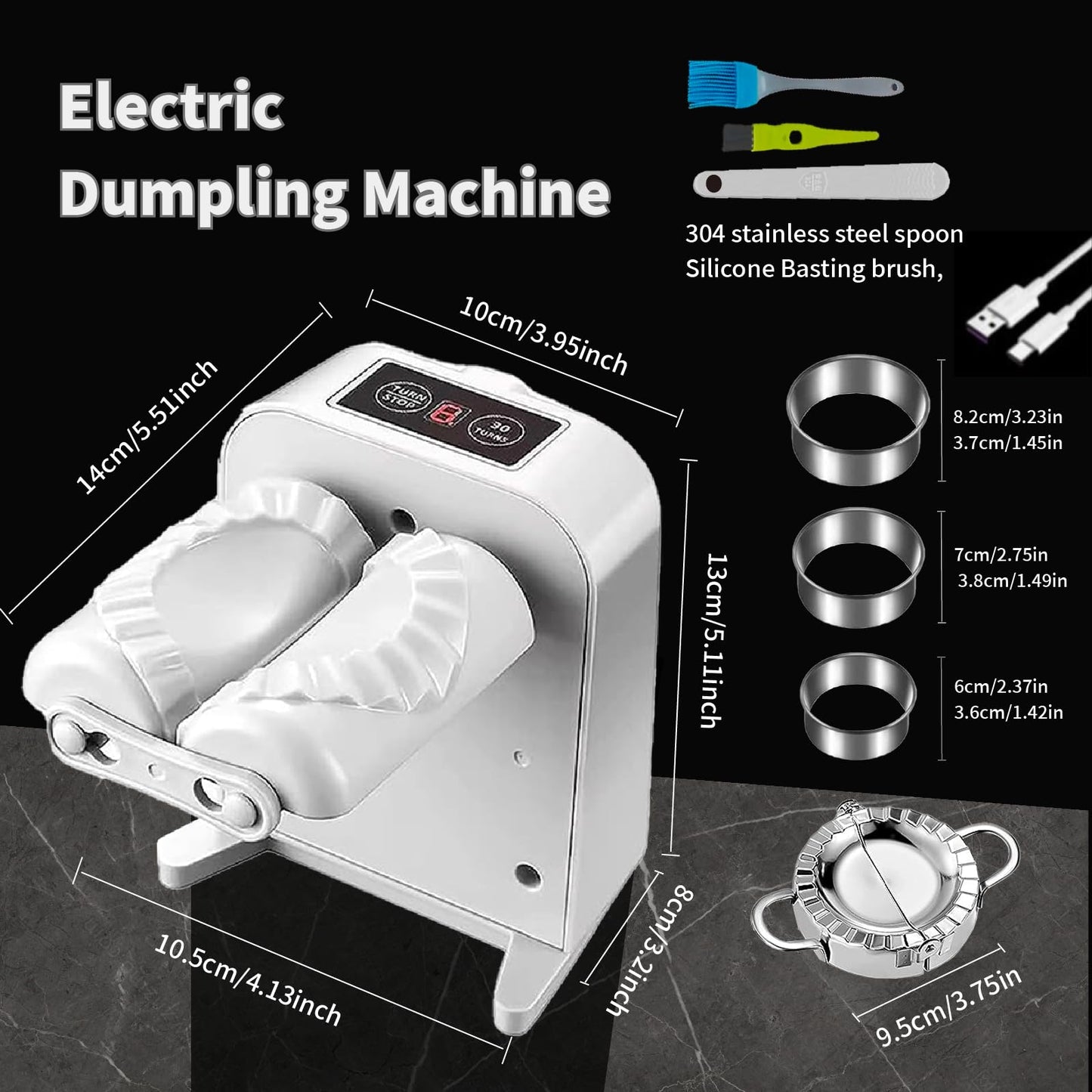 Electric Dumpling Maker Rechargeable Automatic Dumpling Maker Machine Mould 2 Modes,Household Easy Quick Dumpling Pierogi Maker Machine with Empanada Maker Press,Dough Cutter,Spoon