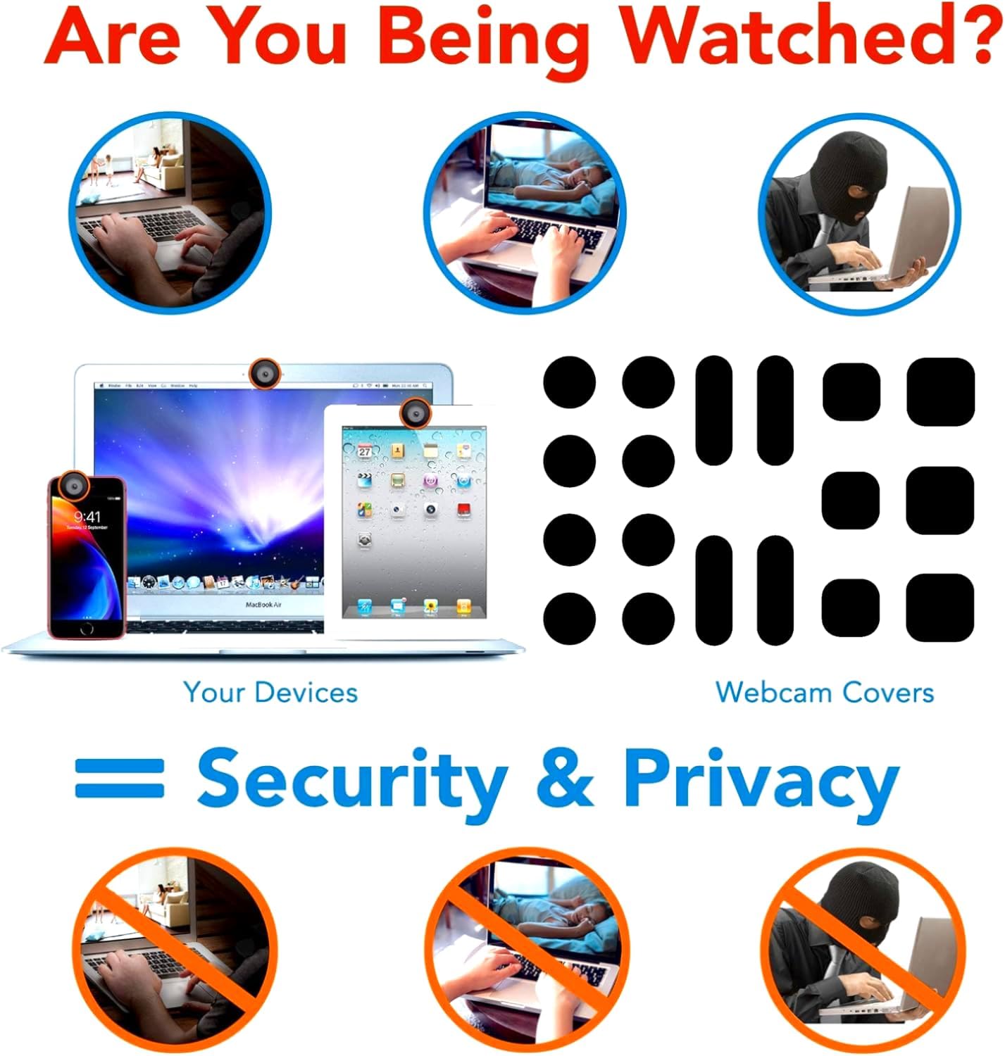 JiSiTeCai 18 Universal Webcam Covers - Privacy Protection Accessory, No Residue Application, Safe Screen Closure