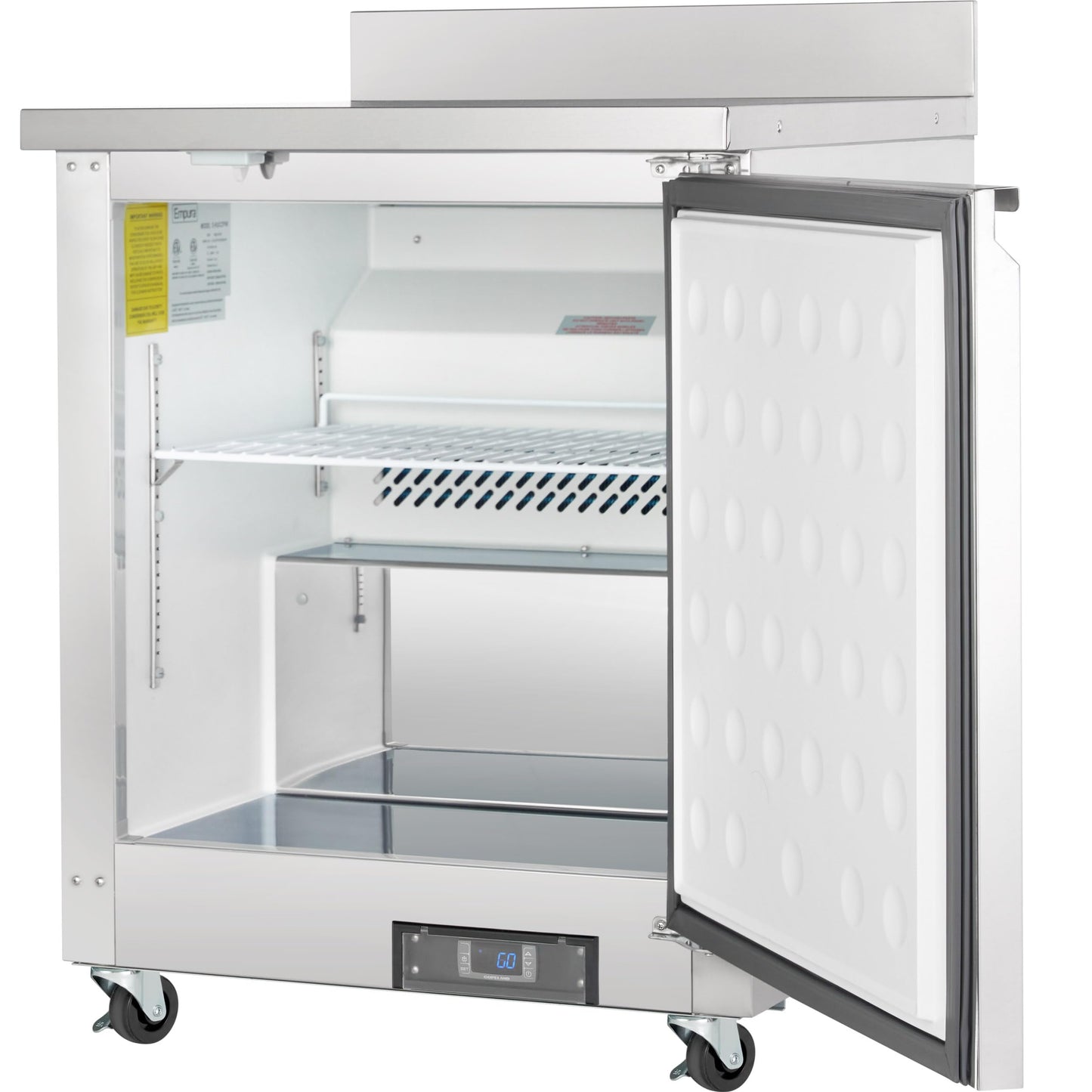 EMPURA 28" Undercounter Reach-in Freezer with One-Swing Solid Door | Work-Top Refrigerator Fridge for Cafeteria Diner | 5.4 Cu. Ft. | 27.8"W x 29.9"D x 35.5"H, Stainless Steel Exterior, 115V, NSF