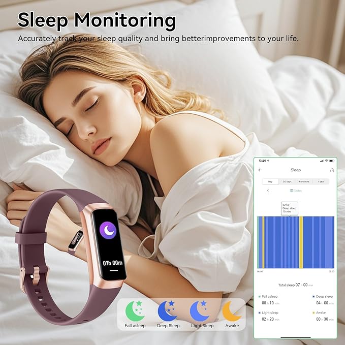 Fitness Tracker with 24/7 Heart Rate, Blood Oxygen Blood Pressure Sleep Monitor, Activity Trackers 6 ATM Waterproof,Step Calorie Counter Pedometer Health Smart Watch for Women Men