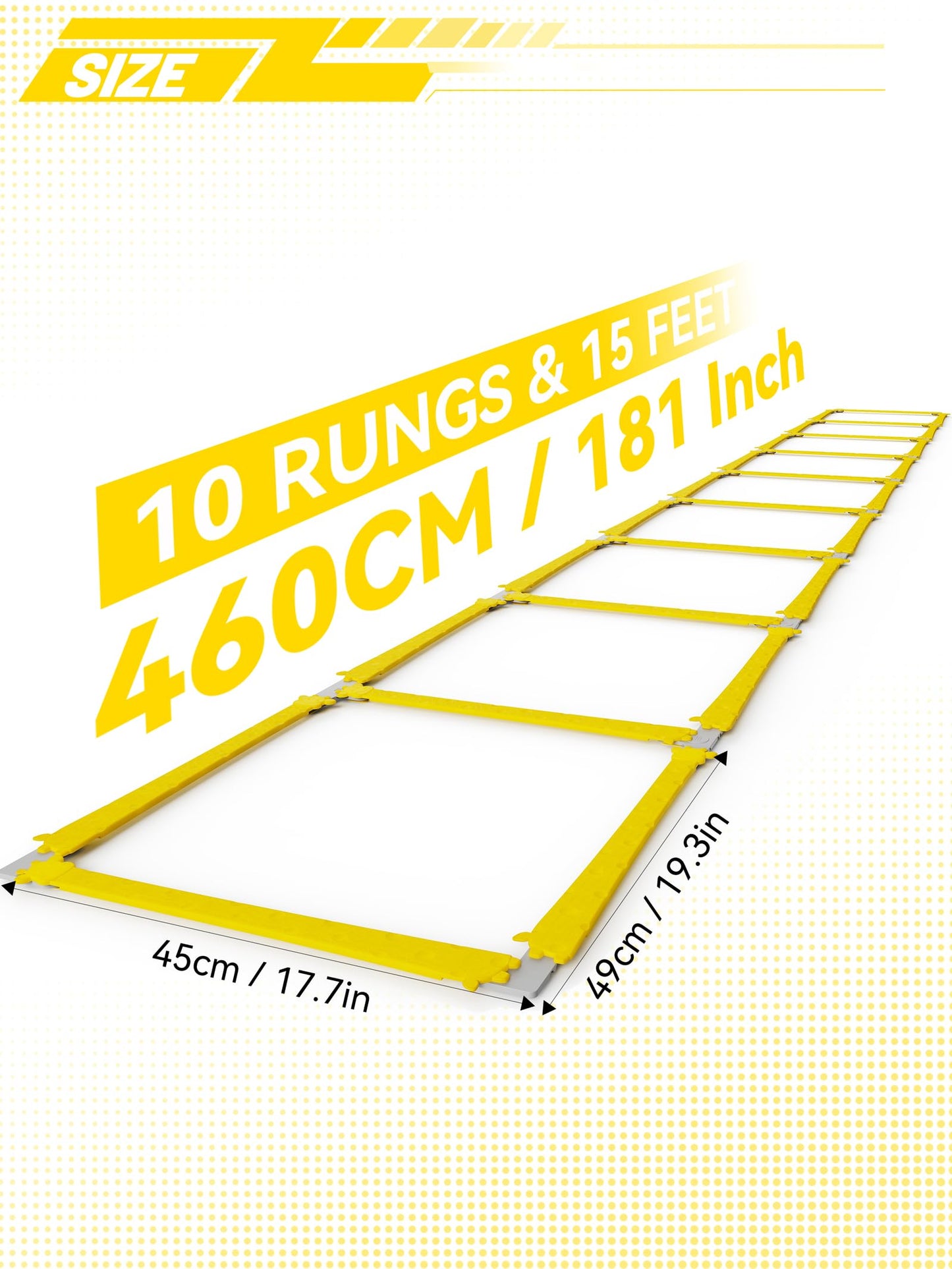 TONTATTA Tangle-Free Agility Ladder for Kids/Athletic – Multi-Use Speed Training Ladder for Footwork Drills/Football/Soccer/Boxing - Agility Equipment for Workout/Exercise/Fitness – 10 Rung - Yellow