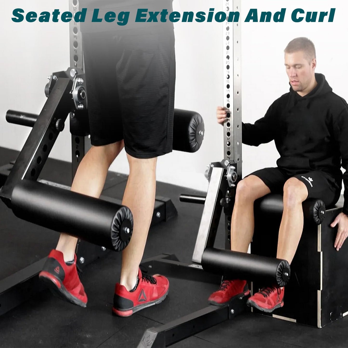RISANXUN Leg Extension & Curl Machine - Adjustable Leg Trainer for Muscle Building, Suitable for 26mm Column Aperture - Max Load 600lbs