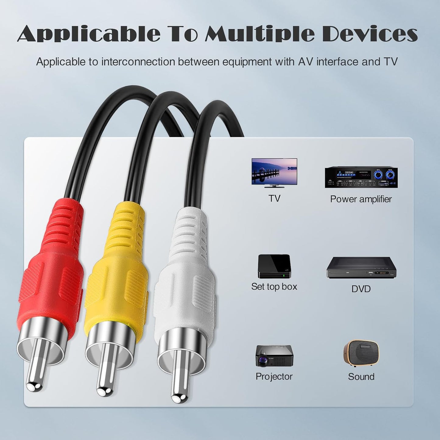 Spofit 3RCA 10Pack 6ft 3-Male 3-Male Cable Audio Video Composite to DVD Cable for TV, VCR, DVD