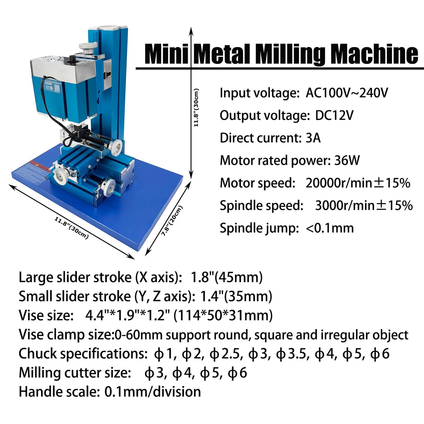 INTBUYING AC100V-240V Mini Meta Milling Machine 36W Small and Micro Drilling and Milling Machine for DIY and School