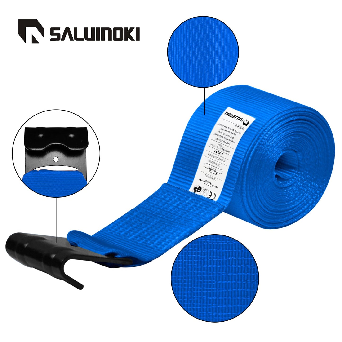 SALUINOKI 12Pack 4 inch Straps Flatbed Strap 4x30 Truck Strap for Flatbed Trailer Winch Strap Heavy Duty 4 inch Ratchet Straps Flatbed Blue