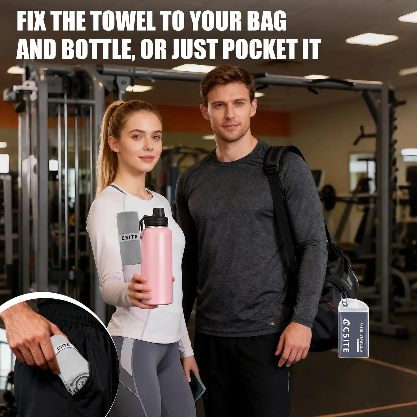 CSITE Microfiber Gym Towels 5 Pack - Quick Dry & Highly Absorbent, Odor-Free, Soft & Compact Sweat Towel for Workout, Yoga, Running, Tennis, Camping, Men & Women