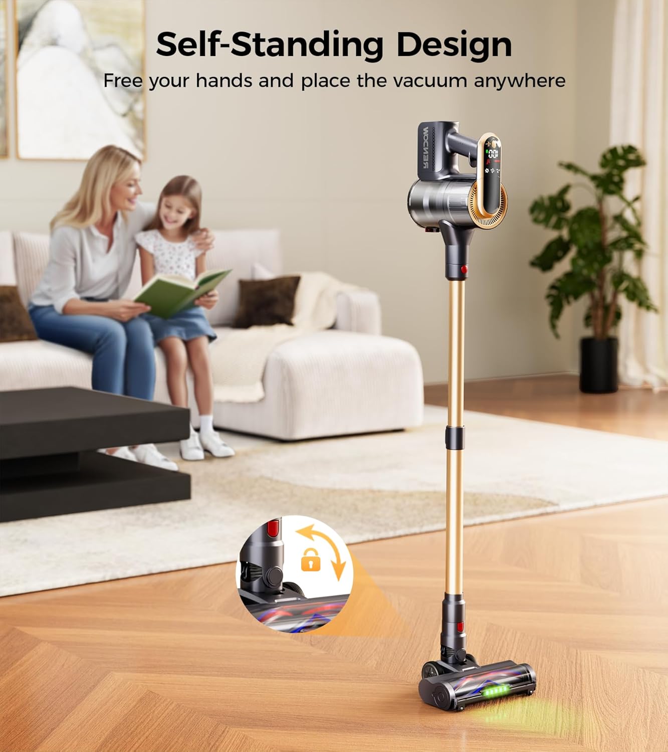 RENDOW Cordless Vacuum Cleaner - Powerful 550W, 65-Minute Runtime, LED Display | Ideal for Pet Hair & Hard Floors