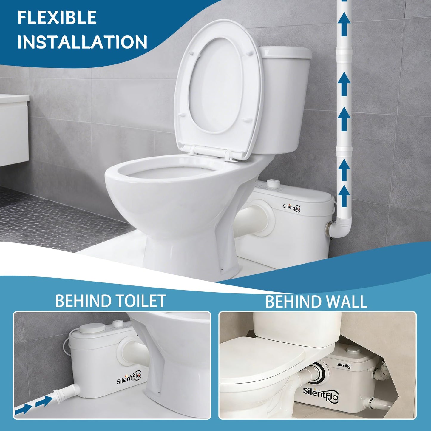 750W Macerator Pump, Advanced Grinding Upflush System, Macerating Toilet Sewerage Pump for Basement, Sink, Toilet, Laundry, Kitchen