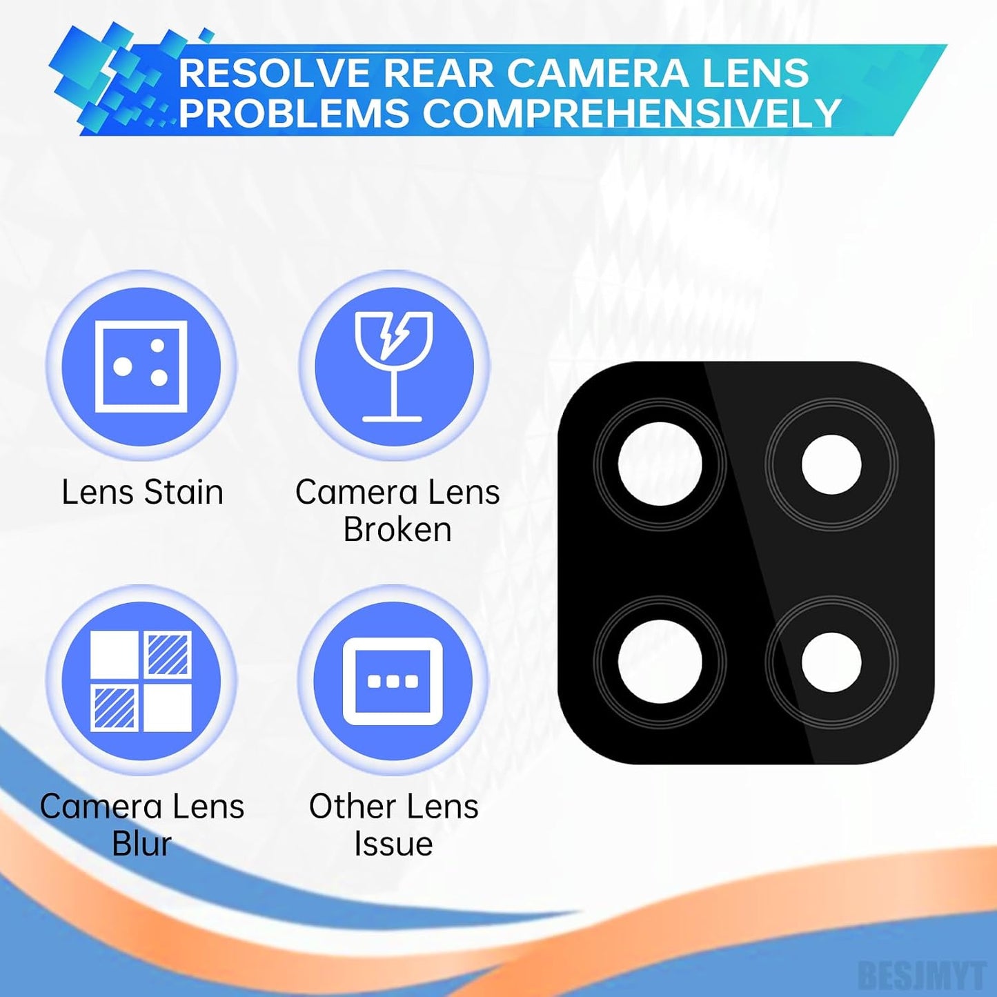 BESJMYT 2 Pack A12 A12 SM-A125U SM-A125U1 for Samsung Galaxy Rear Camera Lens Replacement Adhesive Back Camera Glass