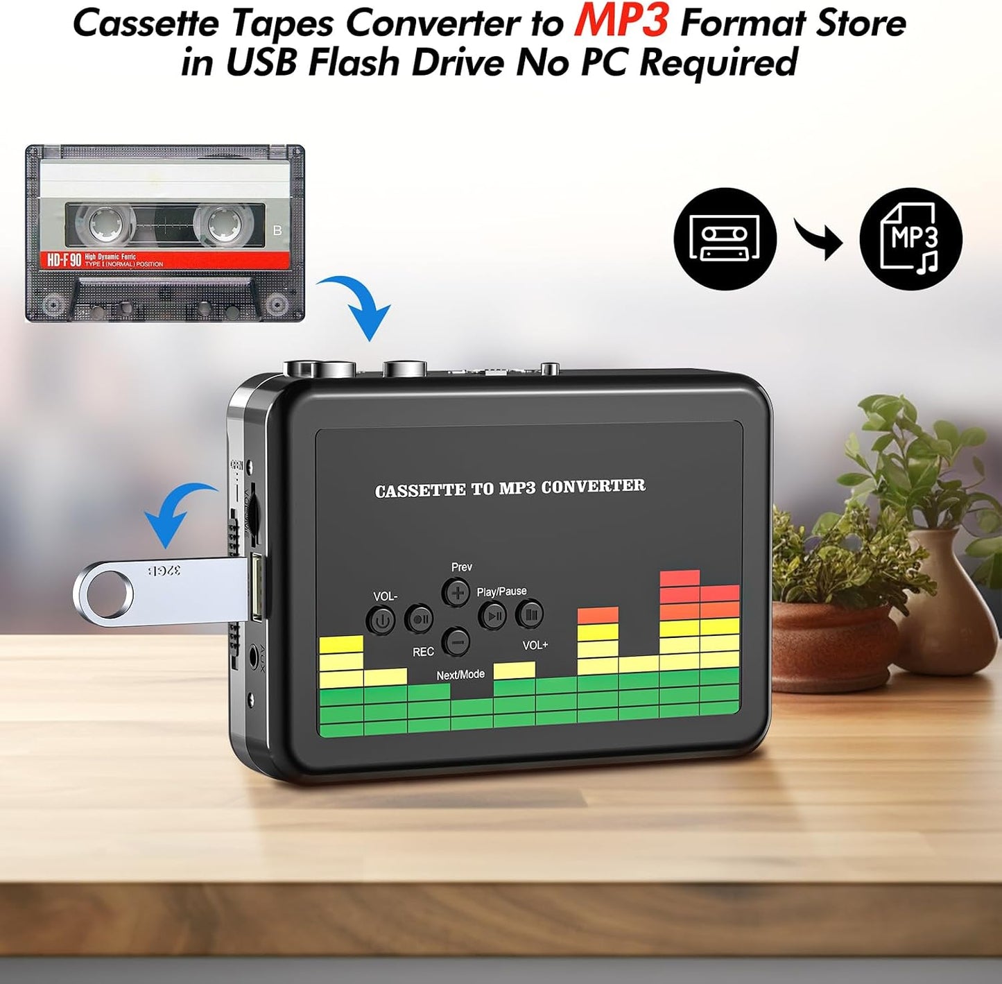 Cassette MP3 Cassette Mersoco USB Player Tape to Converter, Portable Tape Player to Digital Converter with Earphones