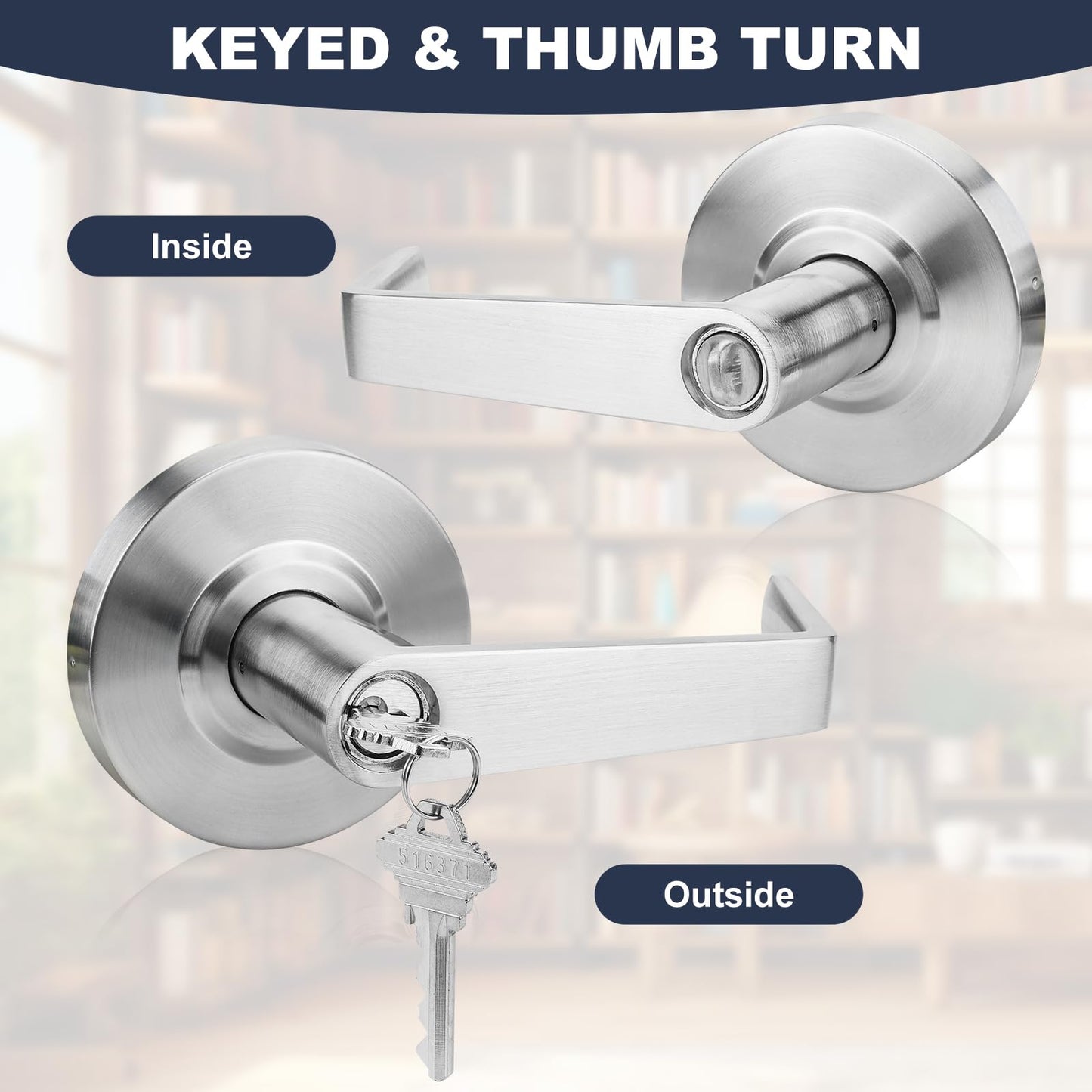 Golingda Grade 2 Comercial Door Entry Handles Door Locks with UL and 400000 Cyles Test, Made from Satin Chrome with Heavy Duty Lever Handles