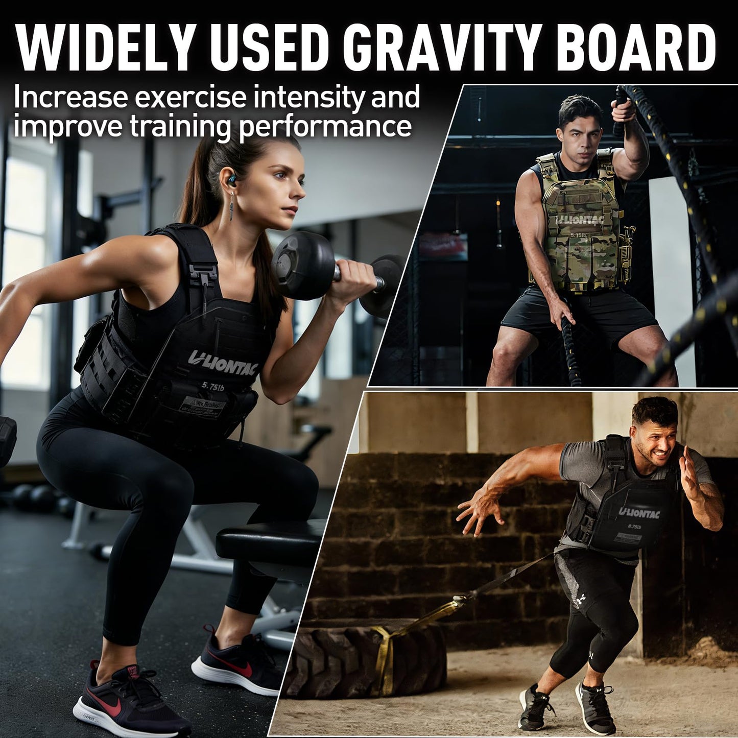 ULIONTAC Curved Weight Vest Plates - Pair of 5.75lb Hexagon Tactical Vest Plates for Weight Vest, Fixed Weight Plates for Training, Home Gym Workout 12x10 inch (5.75lb, Black)