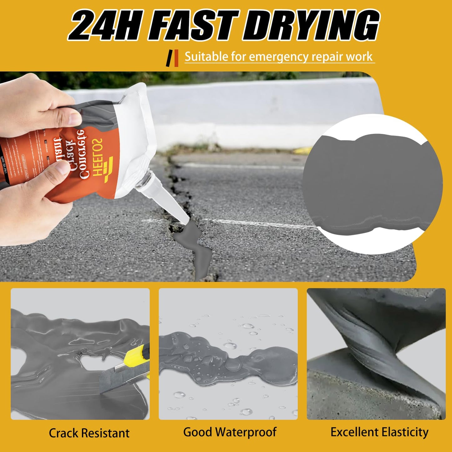 Concrete Crack Filler, 9Packs Premium Concrete Crack Sealant, Weather-Resistant Caulking Glue,Quick-Drying & Waterproof Repair Adhesive for Slabs, Driveways, Sidewalks (Grey)
