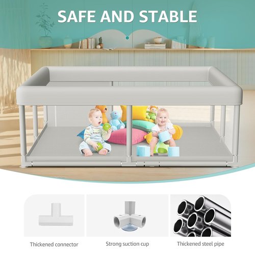 Hiaksedt Large Baby Playpen - Sturdy Safety Play Yard for Indoor & Outdoor Use | 65x50 Inch with Zipper Gates