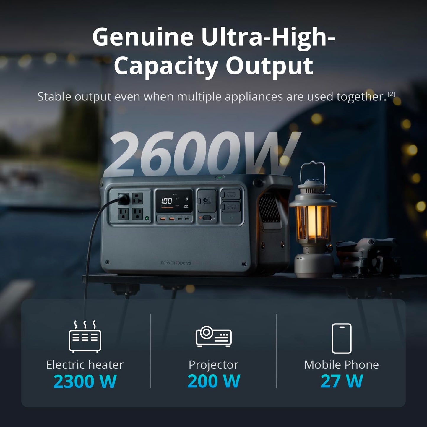 DJI Power 1000 V2 Portable Power Station, Foldable Solar Panel, 1024Wh LFP Battery, 2600W Stable Output, 0-80% in 37 Mins, Enhanced Safety, Ultra-Quiet, Camping, Blackout, RV