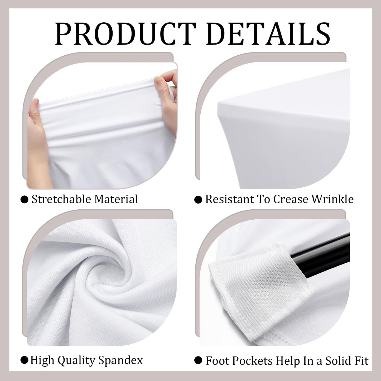 Tingjoo 2 Pack 6ft Bench Covers Stretch Folding Bench Cover Spandex Chair Cover Wrinkle Resistant, Removable and Washable Chair Covers for Weddings, Party, Craft Show, Display, Events (Black,White)