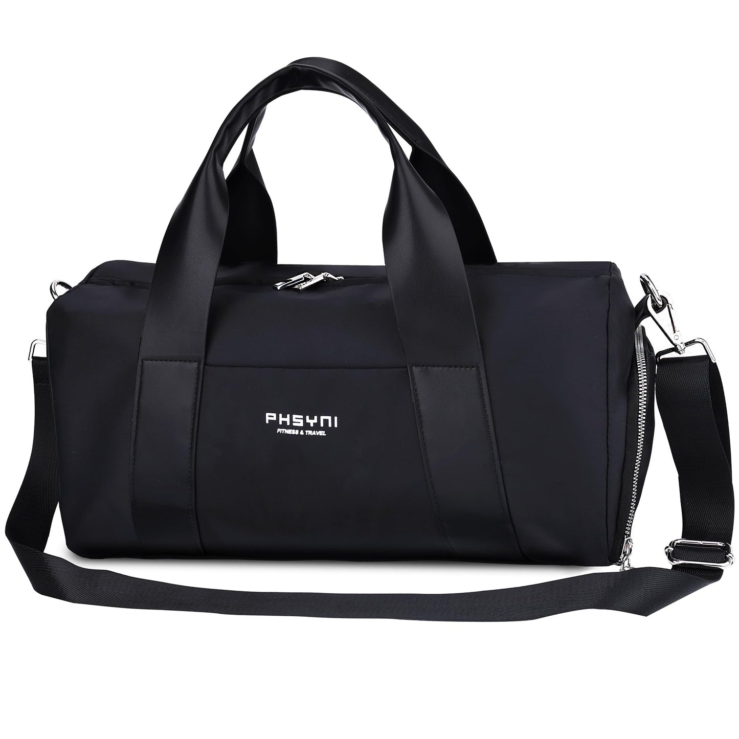 Sports Small Gym Bag for Women & Girls and Kids, Cute Mini Duffle Bag with Wet Pocket & Shoes Compartment, Personal Item Travel Workout Bag, 16"-Small, Black