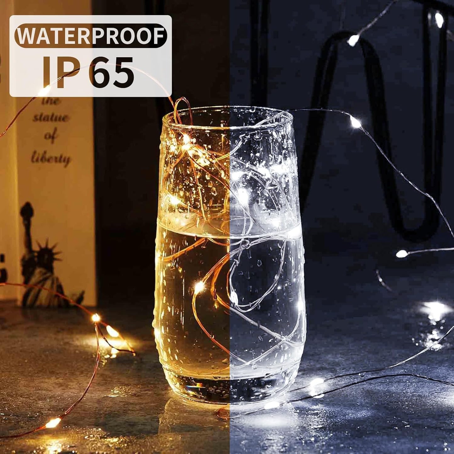 Skiennix 100 Pack Fairy Lights - 7Ft 20 LED Twinkle String Lights | Waterproof & Battery Operated for Weddings, Parties, & Decor - Warm White & White