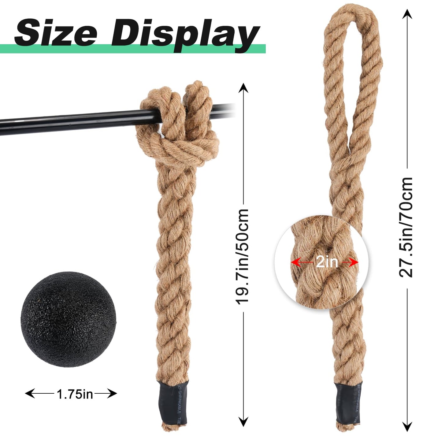 Rope Grips for Pull Ups, Enhance Grip Strength & Endurance, Versatile Fitness Accessory for Dumbbells & Barbells, Pull Up Bars Durable & Comfortable Design
