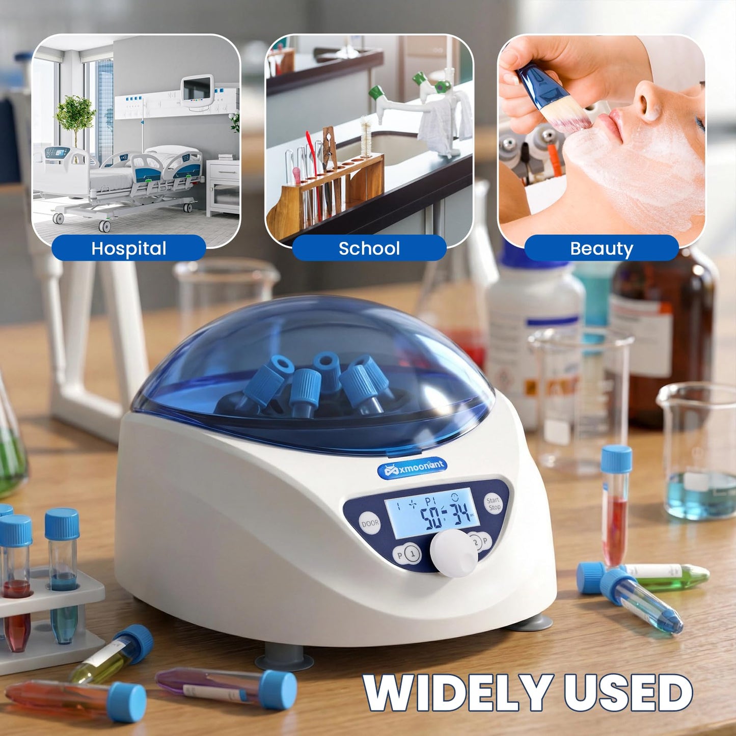 Mxmoonant Centrifuge Machine, Lab PRP Benchtop Centrifuges 300-5000RPM Electric Centrifuga with LCD Display, 6x15mL Rotor for 15/10/7/5/2/1.5mL Tubes