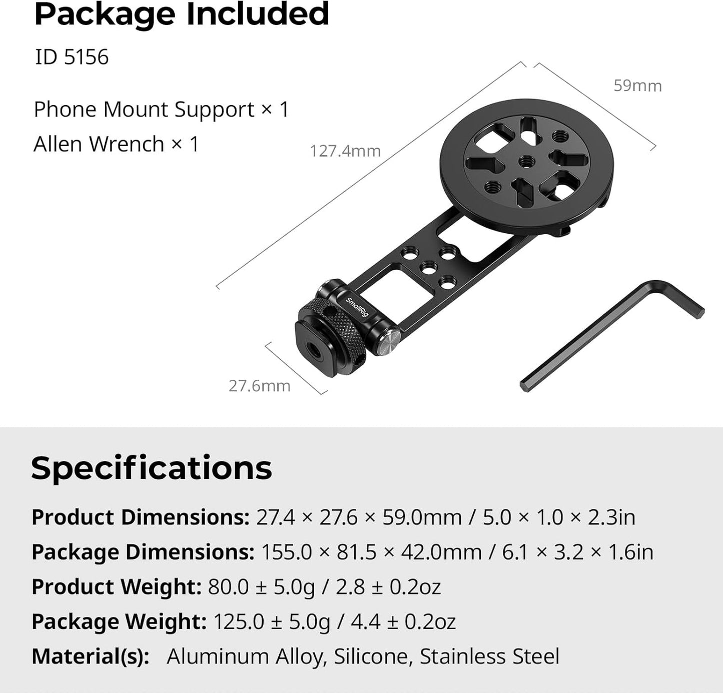 SMALLRIG 17/16/15, 5156 Magnetic Metal Phone Mount with Cold Shoe Mount, Adjustable Rotatable Phone Tripod Holder