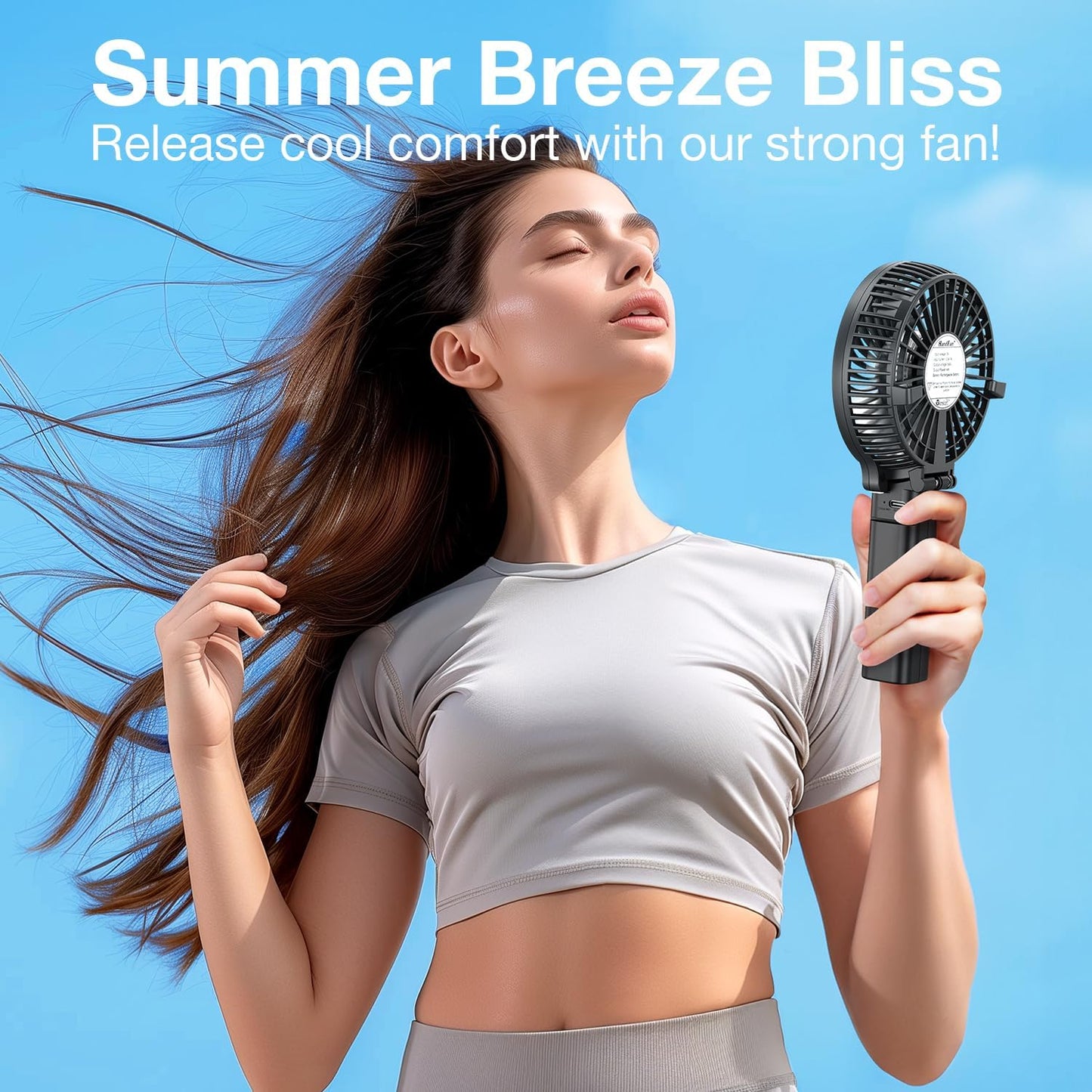 VersionTECH. Portable Handheld Fan - Powerful 4000mAh Battery | 180° Foldable Mini Fan for Travel & Office - Black