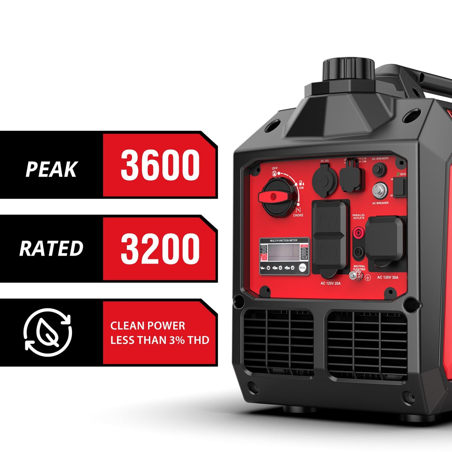 PowerSmart 3600-Watt Portable Inverter Generator, Quiet Technology, RV Ready 30A Outlet, Camping, Home use