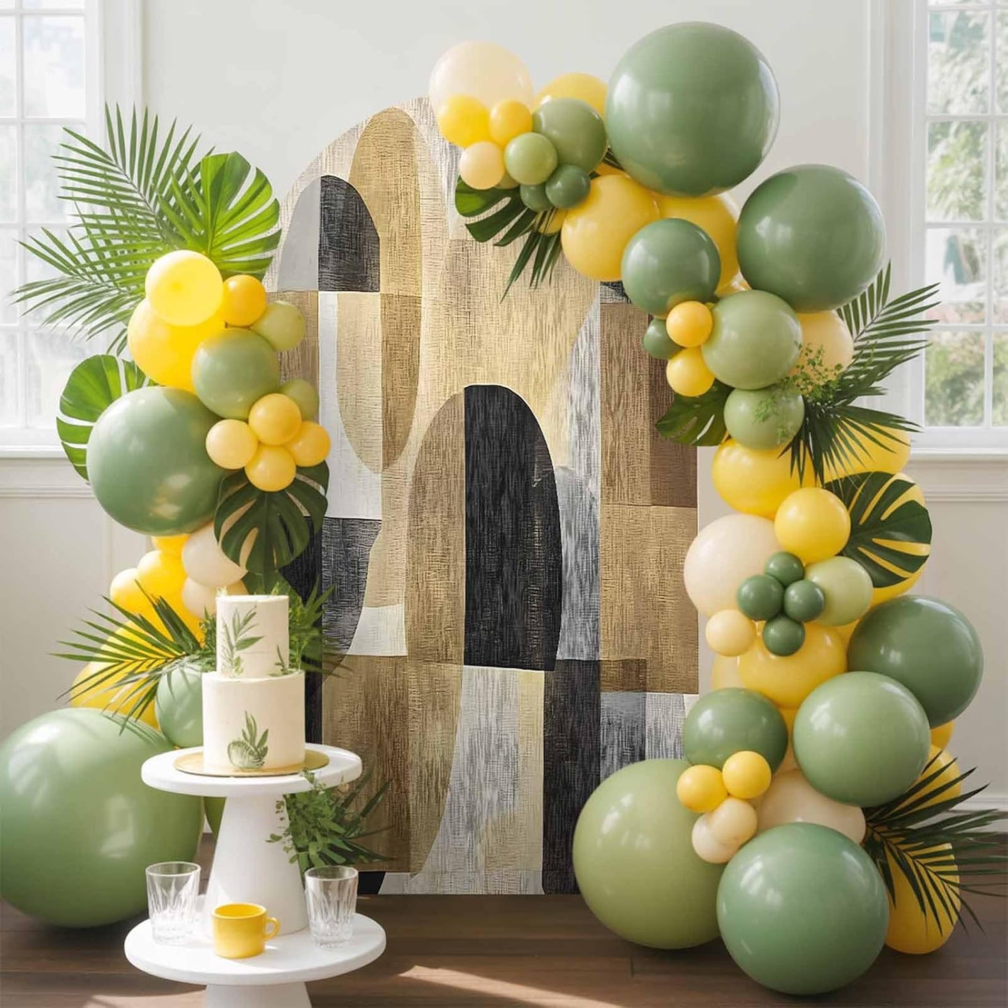 Jnbasdffb 7.2 Vintage Boho Wedding Arch Cover, Stretchy Spandex Arch Backdrop Stand Covers FT, Abstract Oil Painting