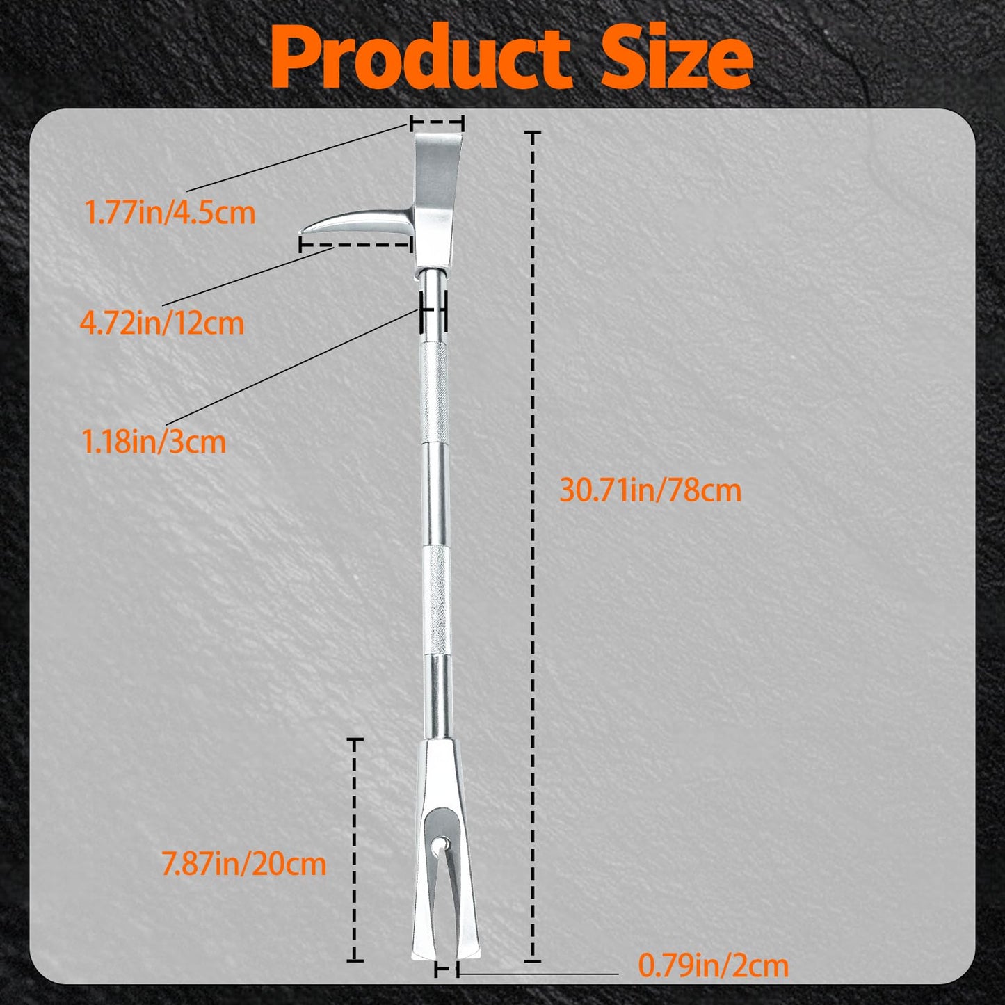 30 inch Halligan Bar, High-Precision Carbon Steel Construction, Halligan Forced Entry Tools, Firefighter Tool for Fire Rescue and Emergency Breakthroughs