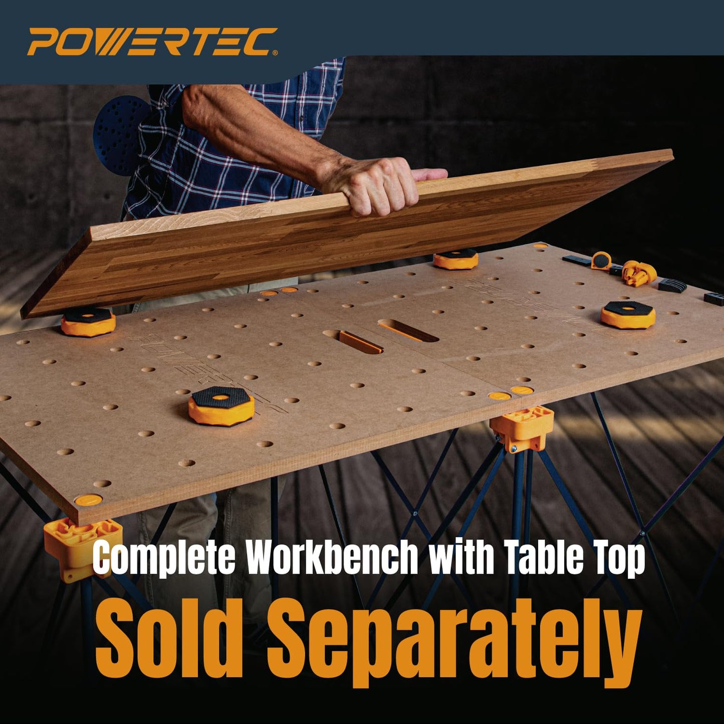 POWERTEC Arachni-Flex Workstation 2x4ft Portable & Collapsible Workstand - Heavy Duty Folding Work Table Base, 2500 lbs Capacity 36 Inch Work Height, No Assembly Mobile Workbench w/Carry Strap(71926V)