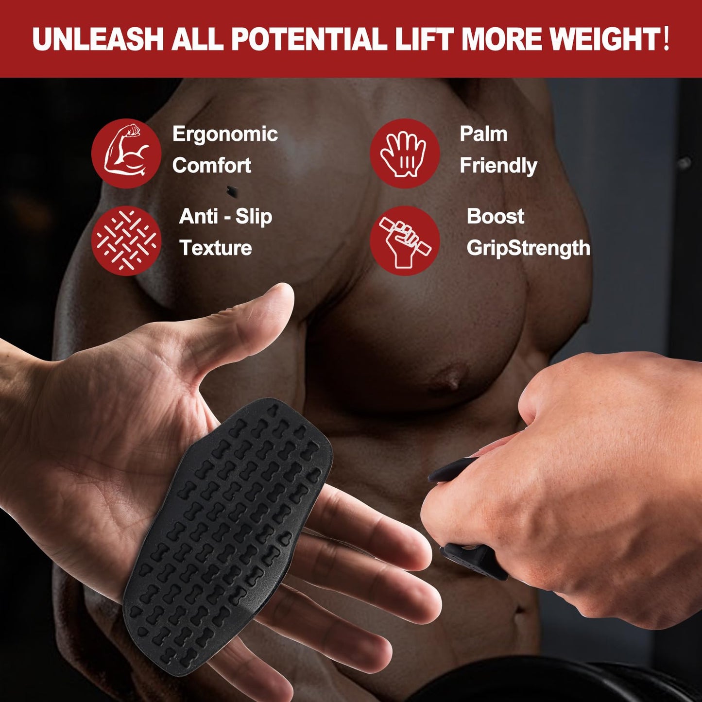 AISHN 2 pcs Anti-Slip Silicone Rypt Grips for Men & Women, Hand Grip Gryp Weight Grip for Deadlifts Pull-Ups, Gym Grips, Lifting Grips for Weight Lifting, Heavy Stuff Carrier Large Black