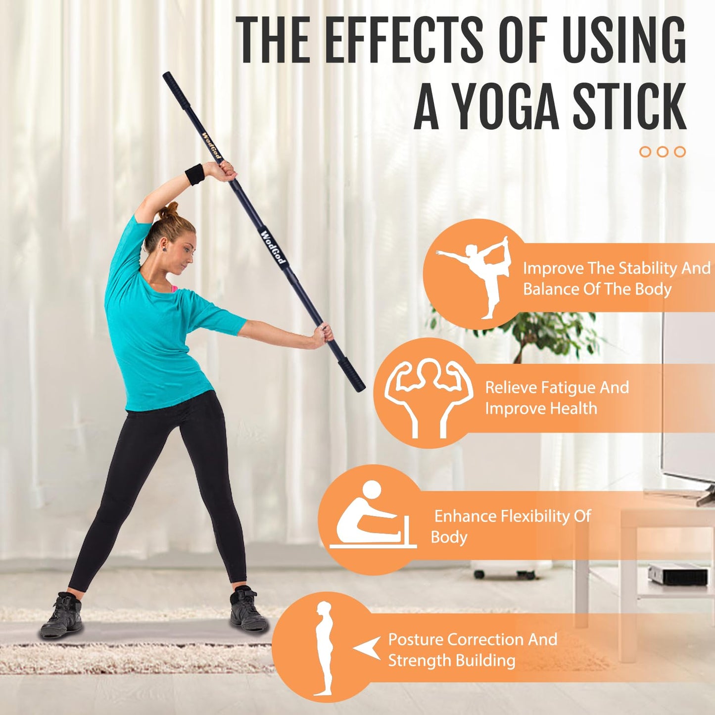 Wooden Yoga Stick,5 Ft Mobility Stick,Adjustable Stretching Stick,Portable Splicable Exercise Stick,Exercise Pole For Balance,Flexibility And Mobility,Stretch Stick,Stick Mobility Training Stick