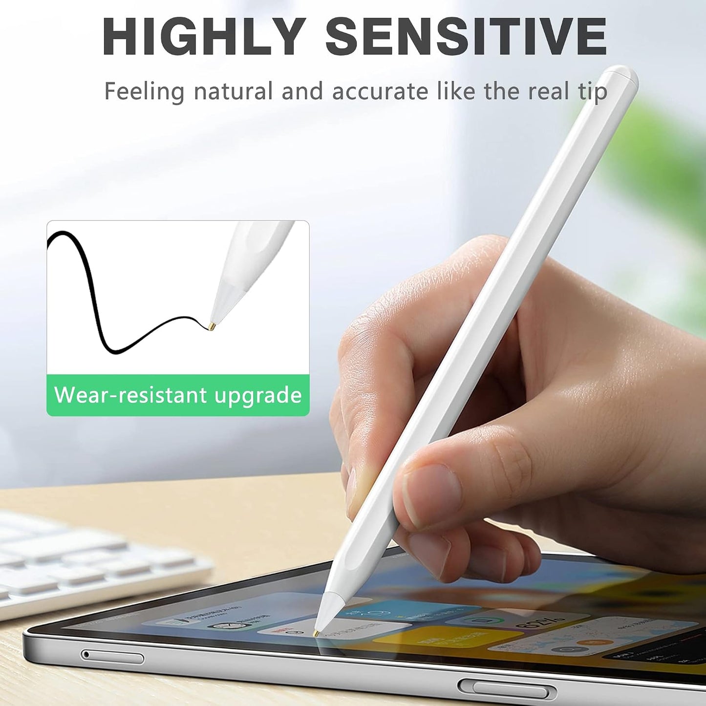 BOBEN 5 Pack 2nd 1st Clear Pencil Tips for Apple Pencil Generation and Generation Fine Point Metal Tip, Wear-Resistant