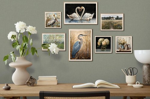 LAIART Framed Canvas Wall Art - Elegant Swan Design for Farmhouse Decor | 12x16 Inch