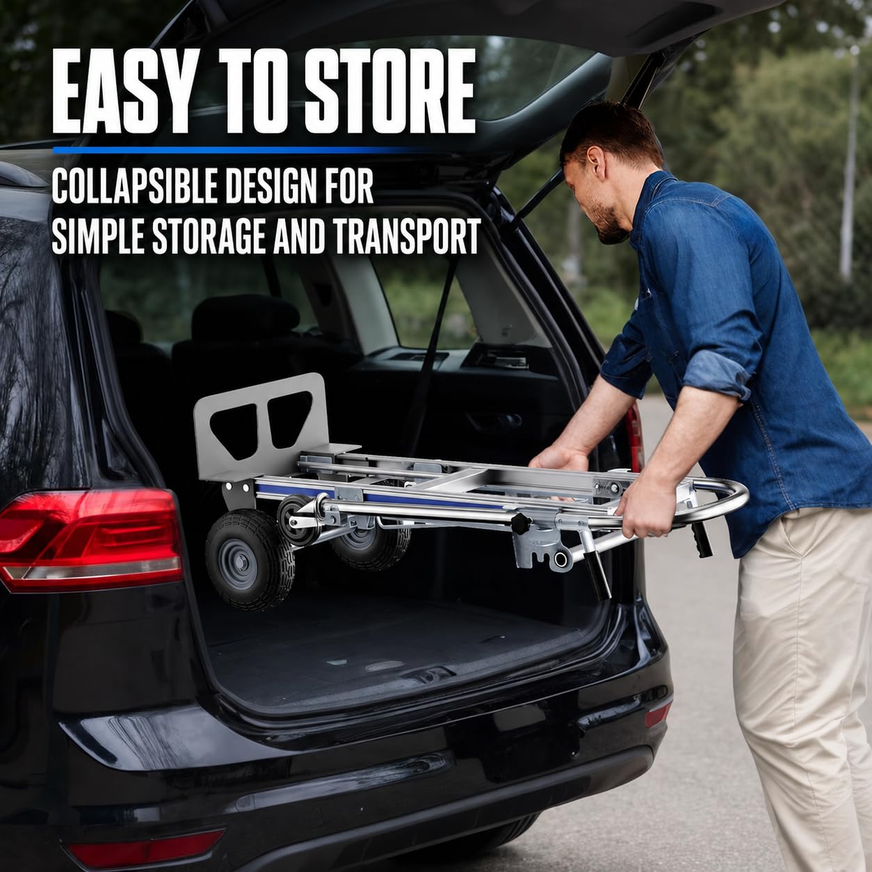 Hand Trucks Heavy Duty Aluminum Dolly Cart, 3 in 1 Design 1000 Lbs Capacity with Solid Wheels - Foldable, Portable, Ergonomic Handle, Perfect for Construction, Warehouses, Factories, Indoor & Outdoor