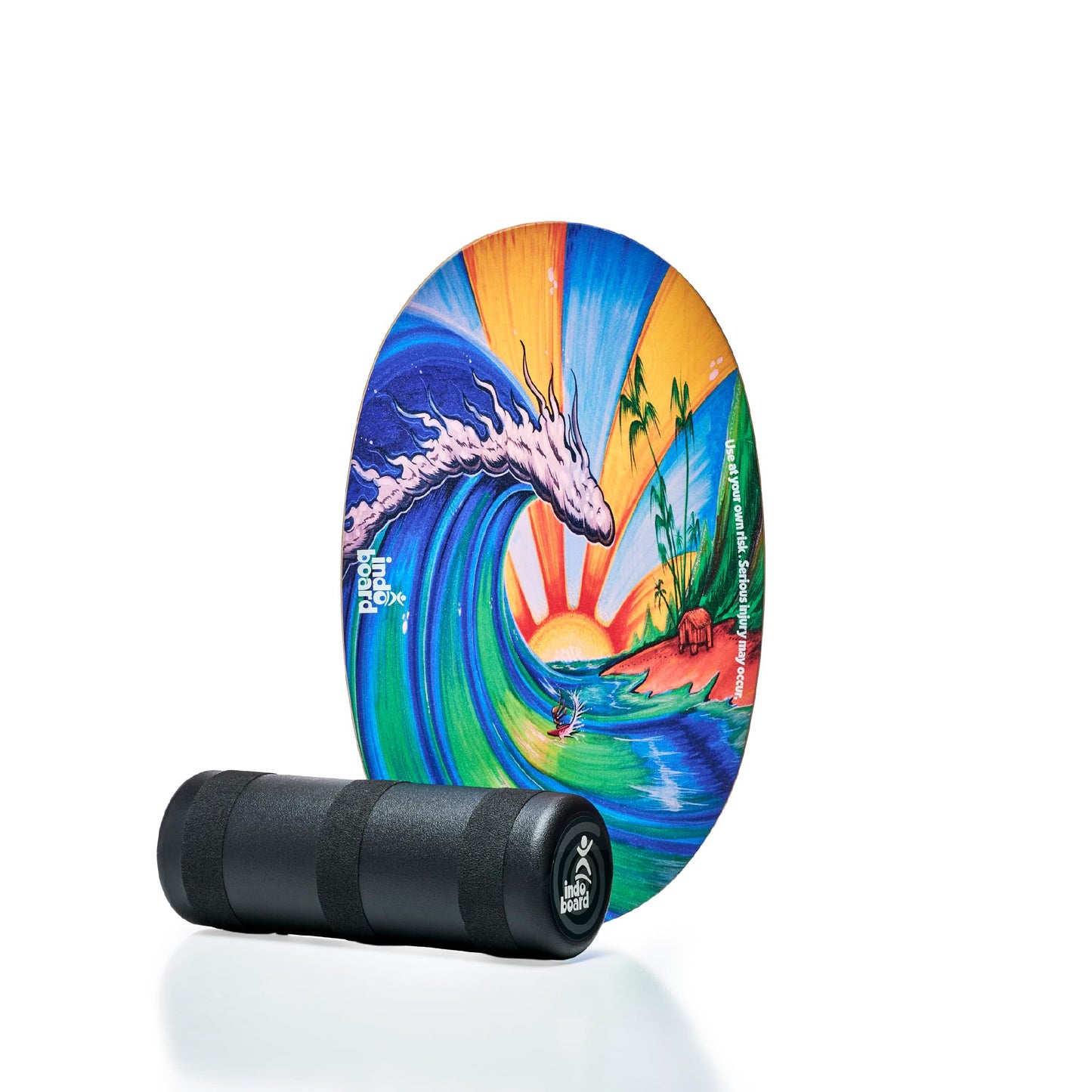 The Original Indo Board - Balance Board Trainer for Core Strength, Stability & Athletic Performance - Surfing, Skateboarding, Snowboarding, Yoga, Physical Therapy & More. Includes Board and Roller. "Bamboo Beach" Design.