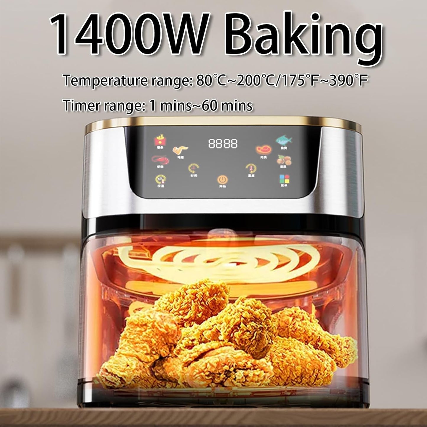 XHINBWYEK 10L Air Fryer, Beelicious 8-In-One 10QT Air Fryers, with Viewing Window, Shake Reminder, 450°F Digital Airfryer with Flavor-Lock Tech, Dishwasher-Safe & Nonstick, Fit for 1-5 People 110V