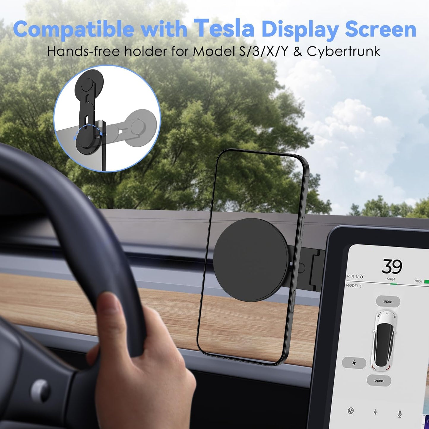 CloudValley 360 Magnetic Laptop Phone Holder, Rotating Mount Compatible with iPhone MagSafe and All Phones, MacBook, PC