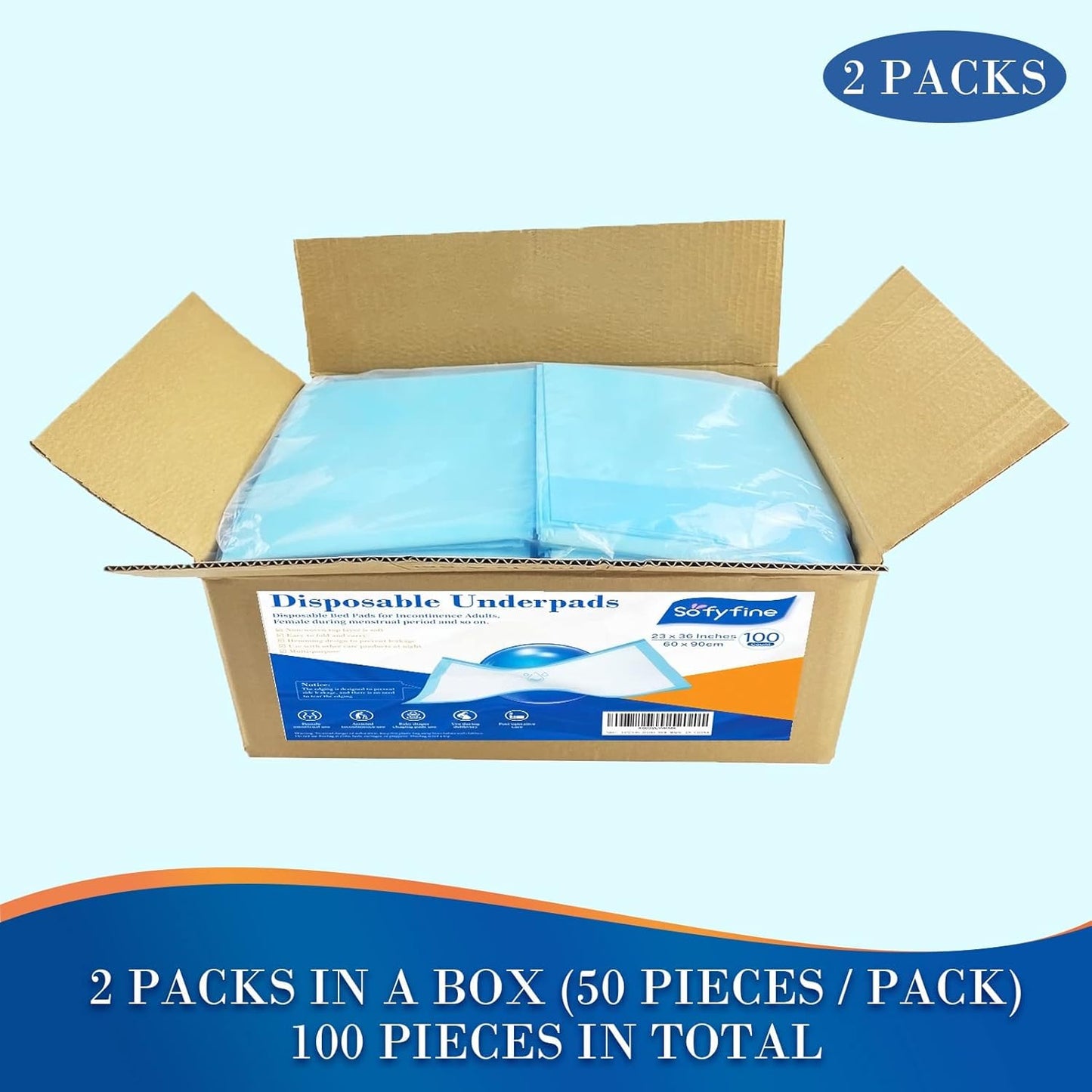 Regine Switzerland Disposable Bed Pads - 100 Count Waterproof Incontinence Underpads | 23"x36" Absorbent & Leakproof