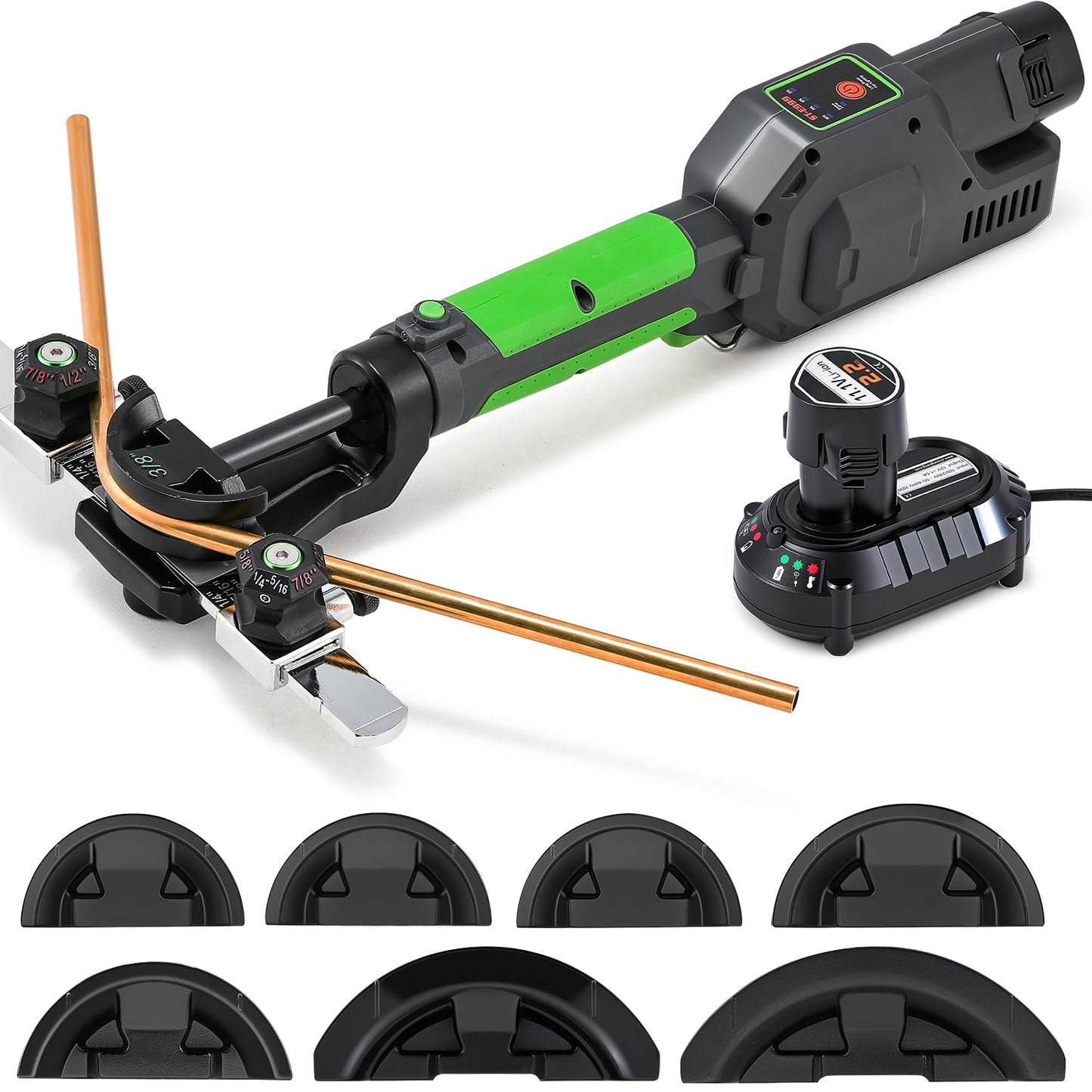 NEWTRY Electric Tube Bender for Soft Copper Tubing 12V Power Tubing Battery 1/4"-7/8" Copper Tube Bender with & 2200mah Battery Tubing Bender for HVAC Automobiles Hydraulic Systems