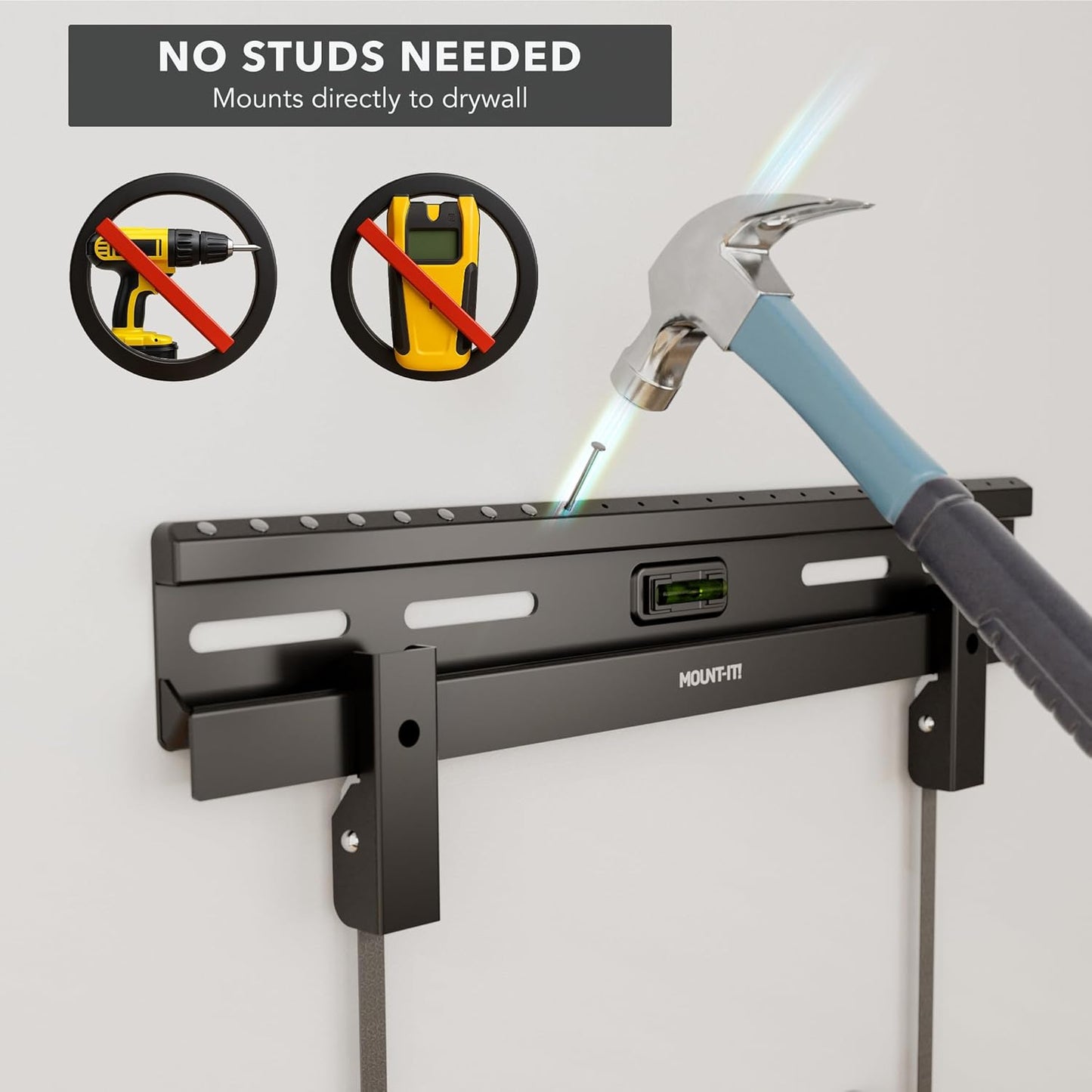 Mount-It! 2365 Inch 1.1 77 lbs/132 lbs, 100x100400x400 No Stud TV Wall Mount, Studless Drywall TV Bracket for Flat