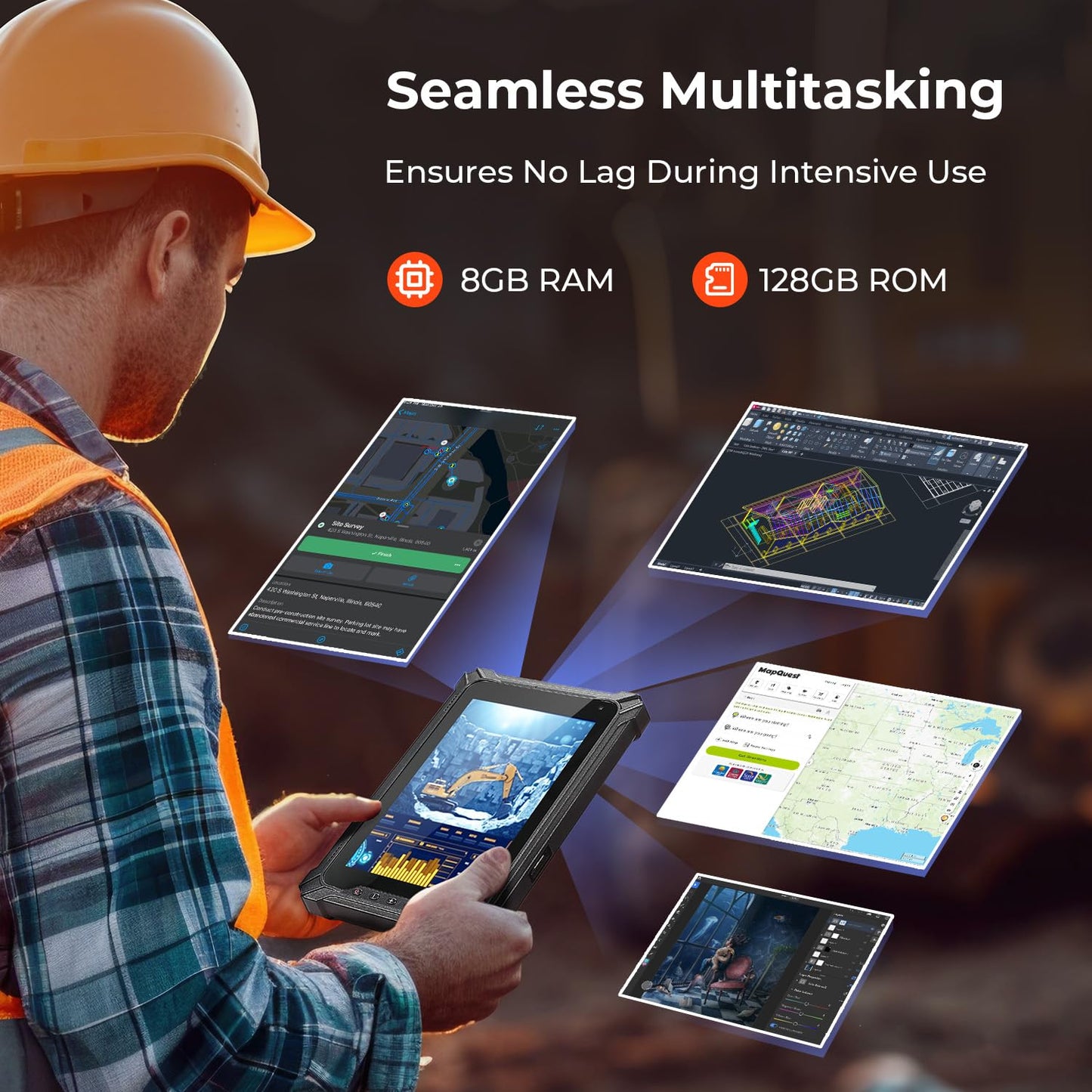 MUNBYN Rugged Windows Tablet IRT06, 8 inch Windows 10 Pro Rugged Tablet, 8GB+128GB Industrial Tablets, Intel N5100 5000mAh Tablet PC, and Rugged Tablet IRT08, 10.1 inch Windows Tablet, Windows 11 Pro