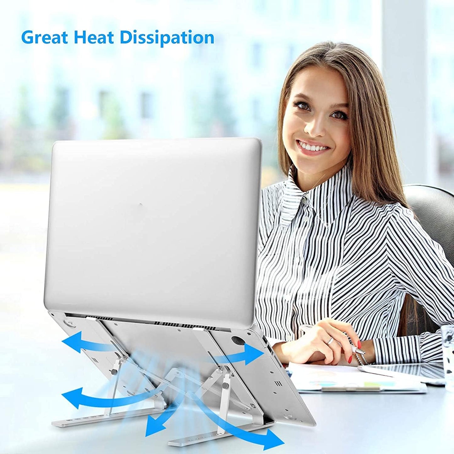 Leeboom 10-15.6Inch Laptop Stand for Desk, Ergonomic Design Adjustable Aluminum Foldable Portable Computer Stand