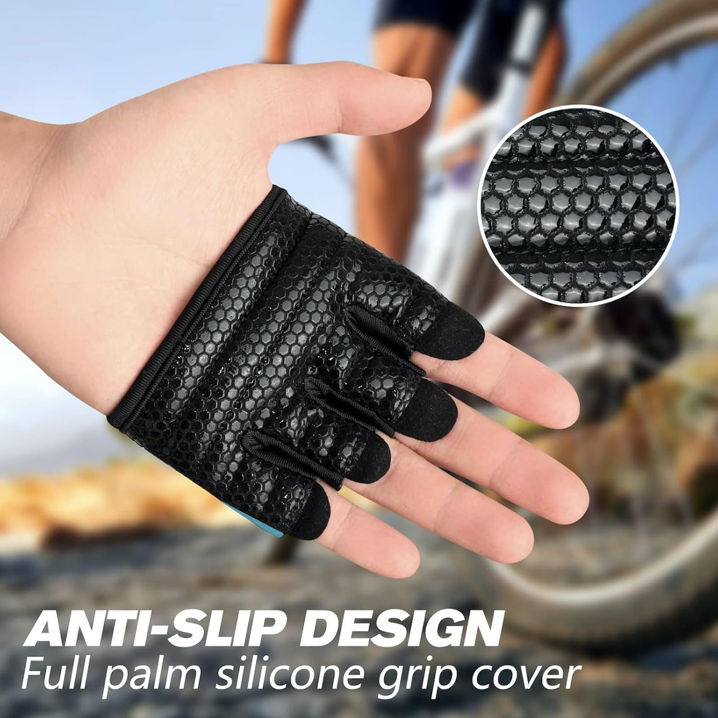 RYMNT Minimal Workout Gloves,Short Micro Weight Lifting Gloves Grip Pads with Full Palm Protection & Extra Grip for Men Women Weightlifting,Gym,Cross Training,Powerlifting,WODs.Aqua-Small
