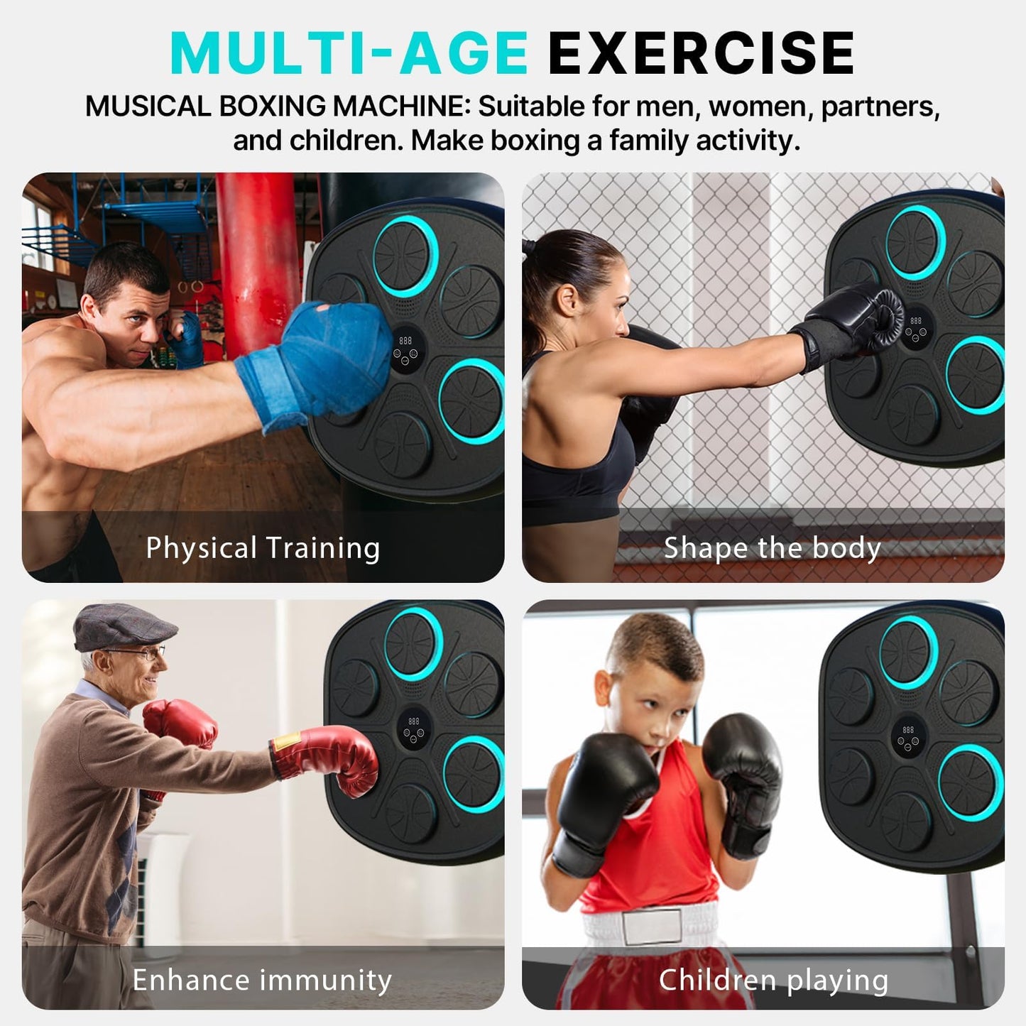 2025 Smart Music Boxing Machine for Adults and Kids: New Model Bluetooth Wall Mounted Punching Pad - Training Sport Equipment for Home Gym - Gifts for Teen Boys