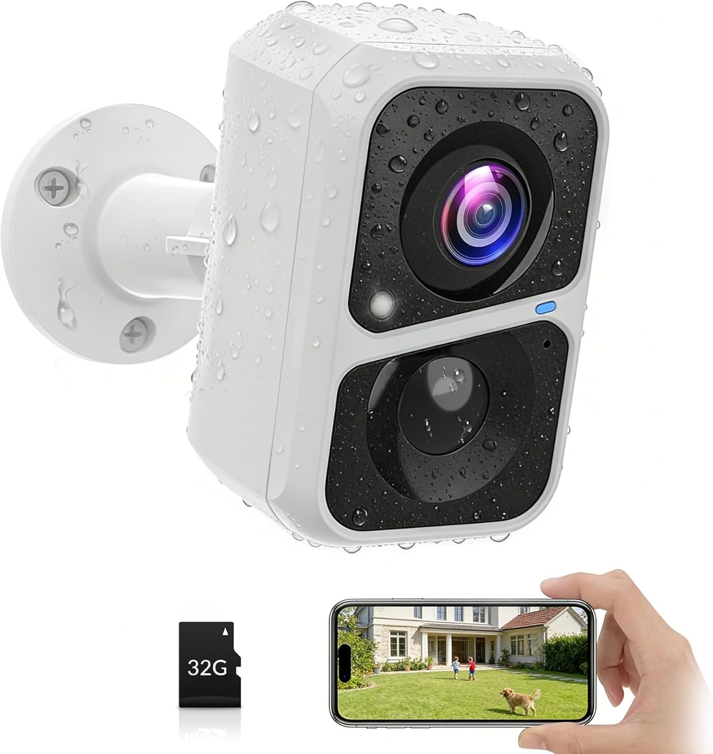 VKfoy 2K 2-Way Storage(32G Vicohome Battery-Powered WiFi Security Camera, Outdoor/Indoor with AI Motion Detection, Full