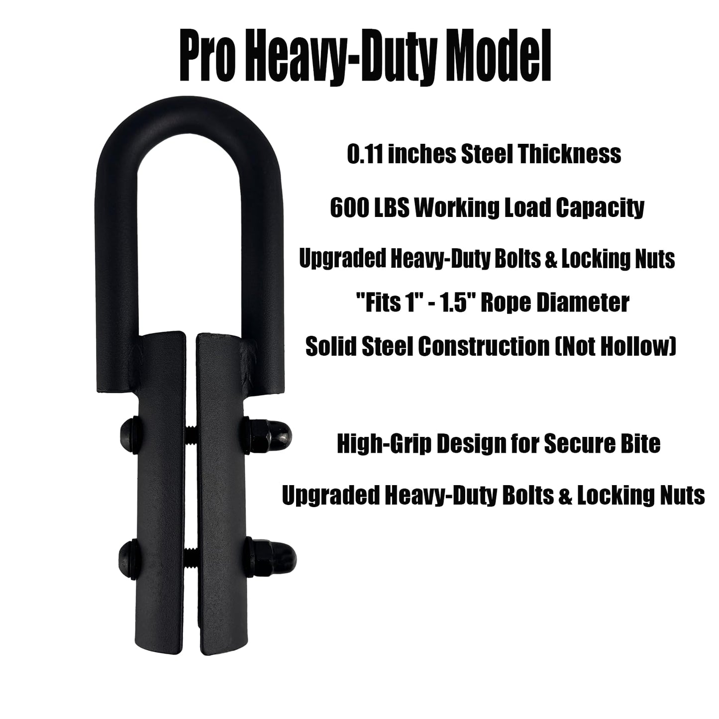 Forellfit Climbing Rope Clamp -Upgraded 2.4 lbs Solid Steel - 3X Heavier Heavy Duty Metal End Cap for 1" - 1.5" Rope, Anchor Hook for Gym Strength Training, Deck Railing & DIY Projects 600lbs Capacity